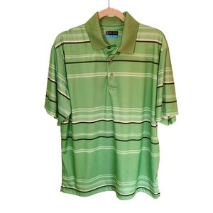 PGA Tour Men's Green Striped Golf Shirt Size Large